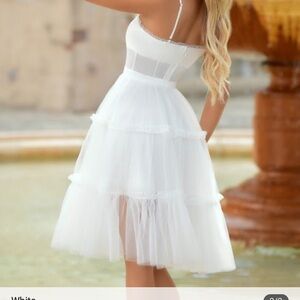 White tulle midi dress